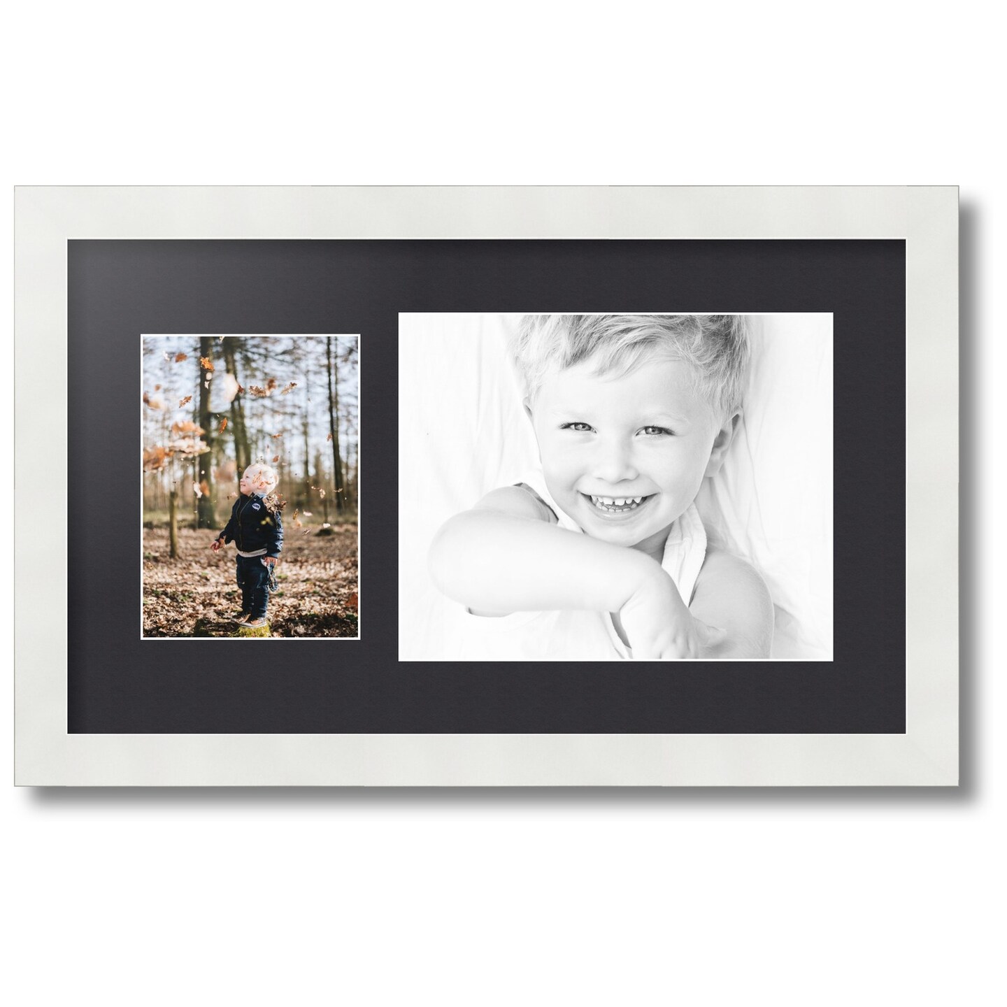 ArtToFrames Collage Photo Picture Frame with 1 - 5x7, 8x10 inch Openings, Framed in White with Over 62 Mat Color Options and Regular Glass (CSM-3966-166)