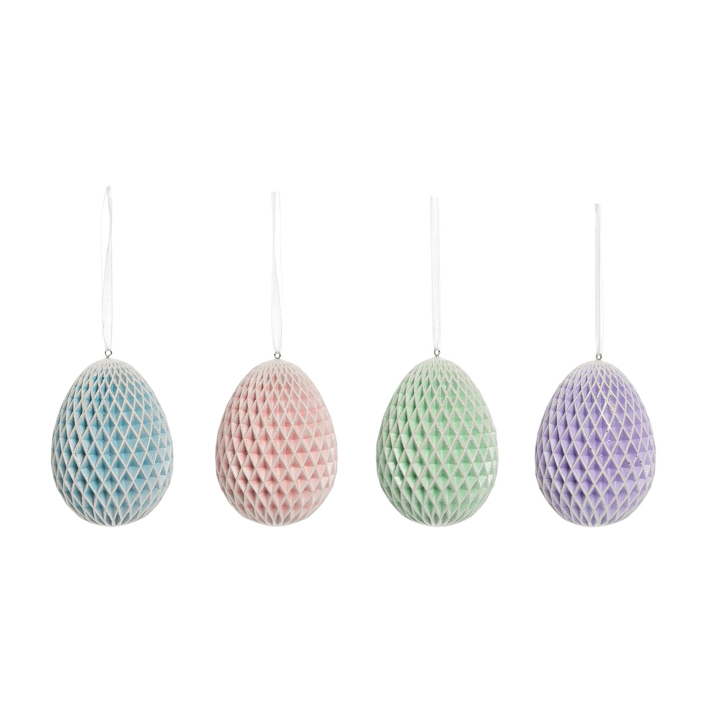 Large Honeycomb Egg Easter Spring Decorative Hanging Tree Ornament Assortment of 4