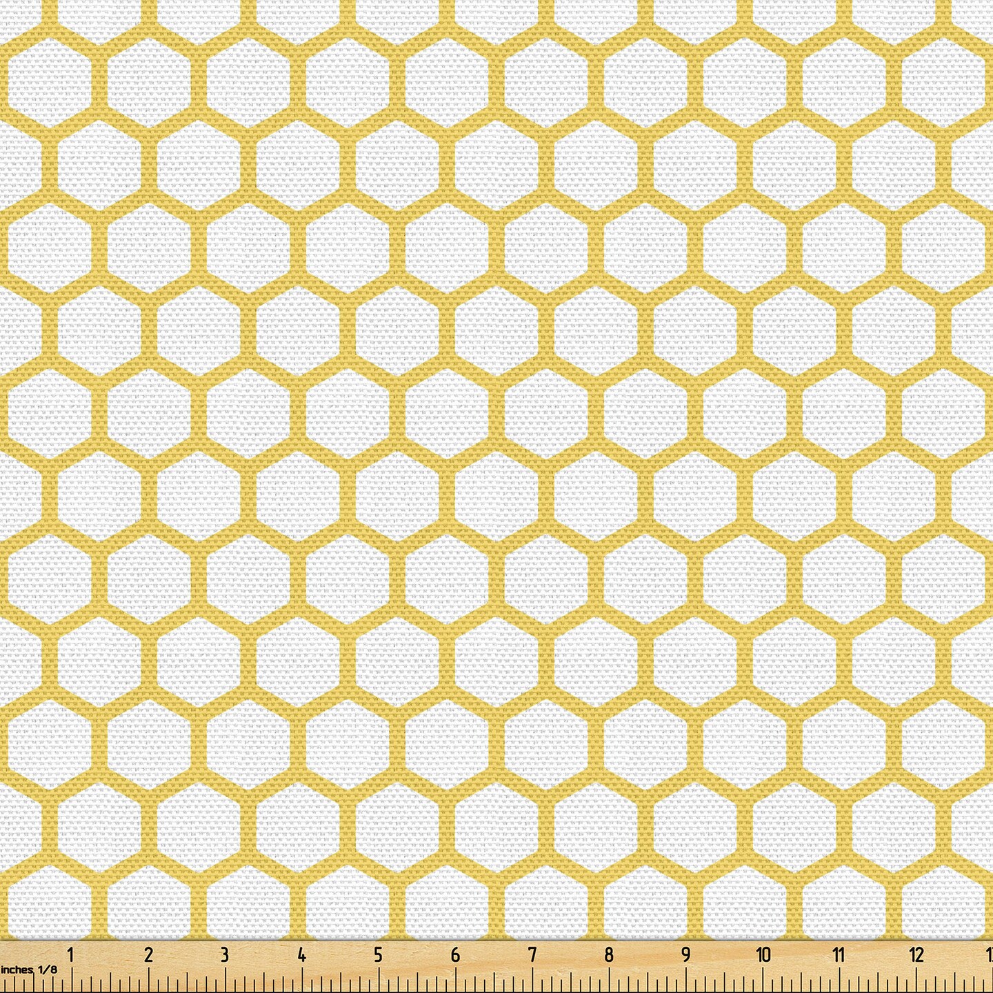 Ambesonne Yellow and White Fabric by The Yard, Hexagonal Pattern Honeycomb Beehive Simplistic Geometrical Monochrome, Decorative Fabric for Upholstery and Home Accents, 2 Yards, White Yellow