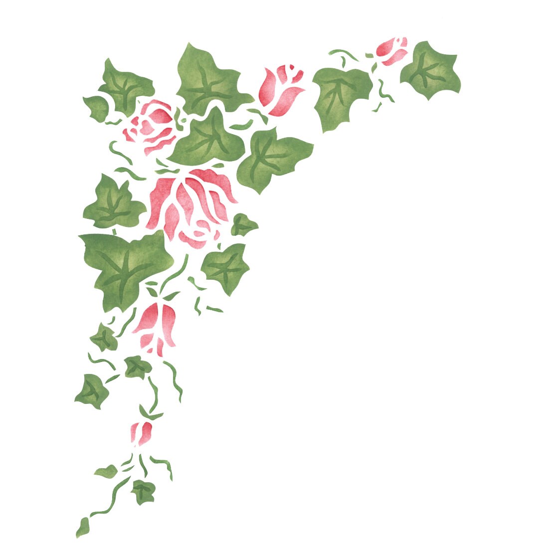 Small Corner Rose Ivy Wall Stencil | 311B by Designer Stencils | Floral Stencils | Reusable Easy to Use & Clean
