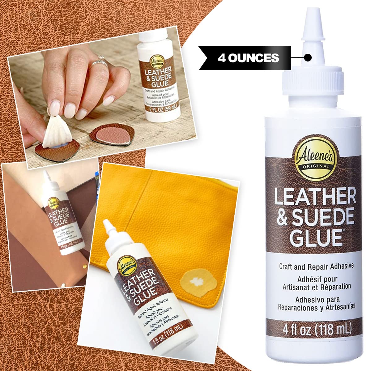 Leather Glue Adhesive - Aleenes Leather Fabric Glue for Patches, Upholstery etc.