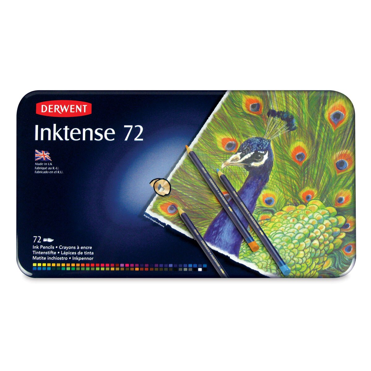 Derwent Inktense Pencils - Assorted Colors, Tin Box, Set of 72