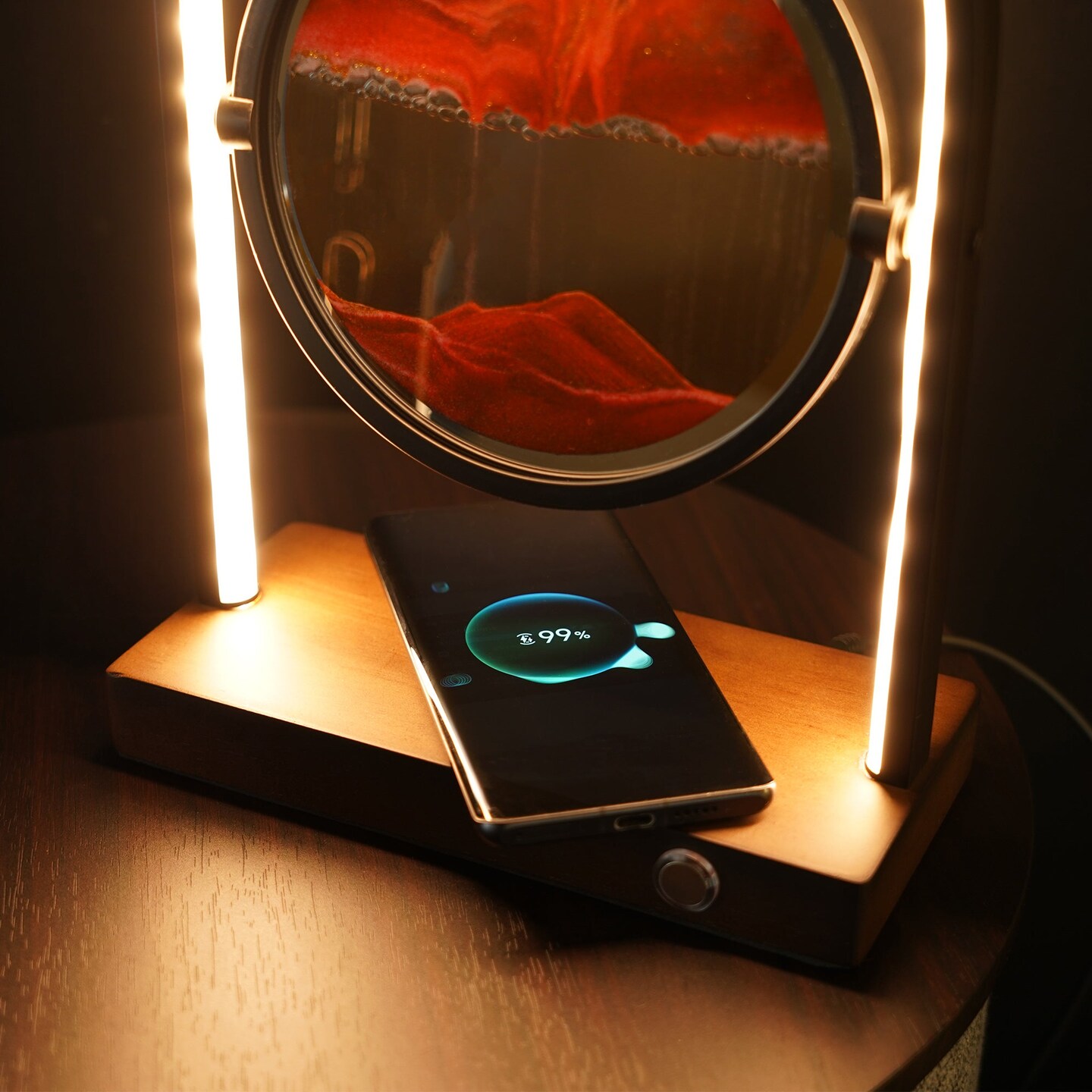 LED Moving Sand Table Lamp with Wireless Charger