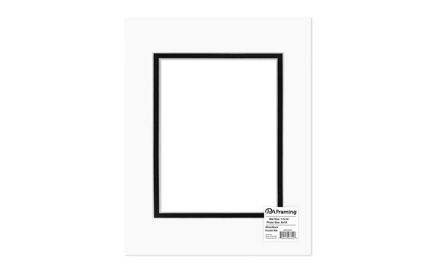 ADF Mat Dbl 11x14/8x10 WhtCore White/Black Michaels