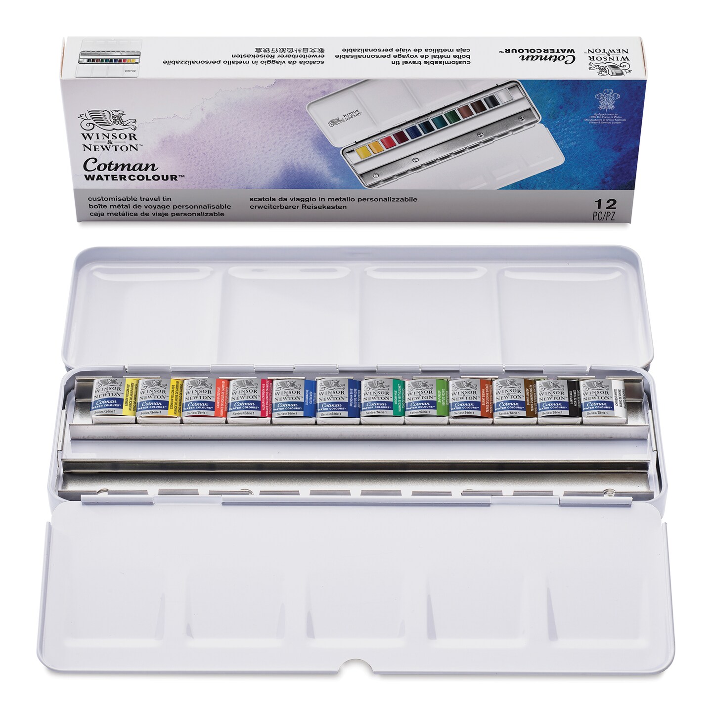 Winsor & Newton Cotman Watercolor Paint Set, Customisable Travel Tin, 12  Half Pan