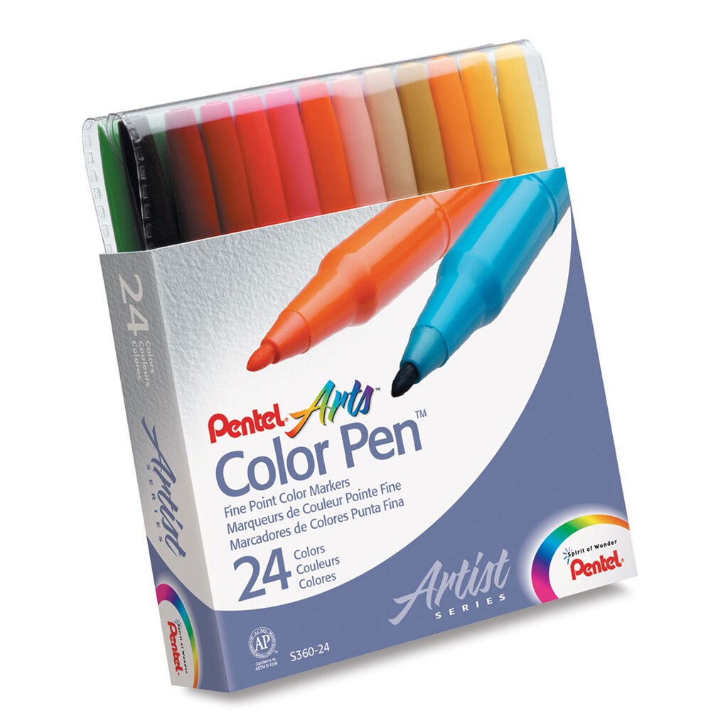 Pentel S360 – Set Di 24 Pennarelli A Punta Fine, Colori Assortiti, Ideali Per Scrittura E Disegno
