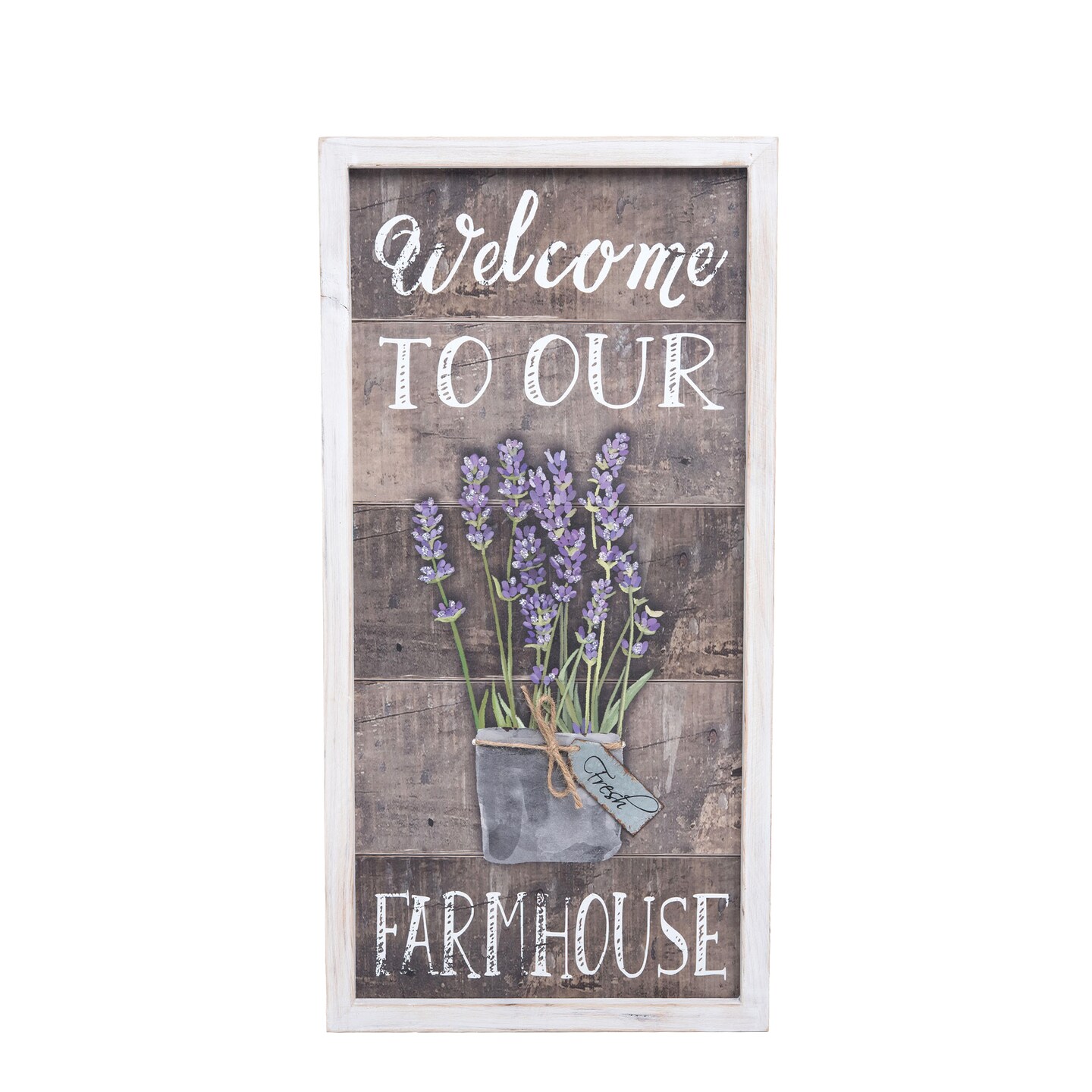 9.5" x 1" x 18.75" Lavender Welcome To Our Farmhouse Spring Wall Art Decor