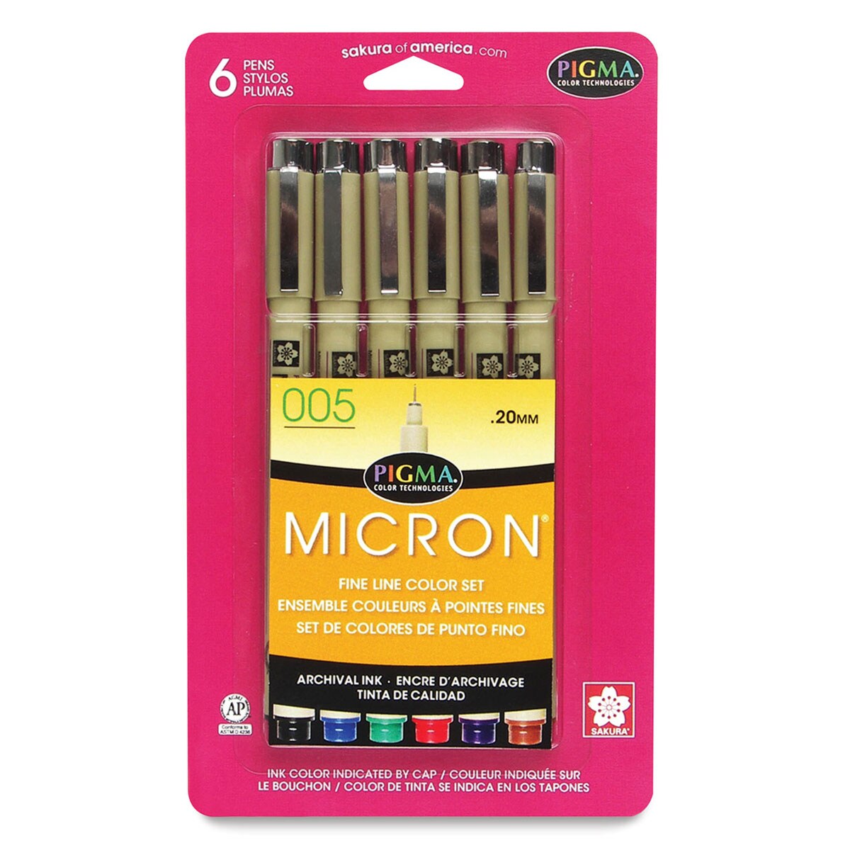 Sakura Pigma Micron Pens - Set of 6, Assorted Colors, 005