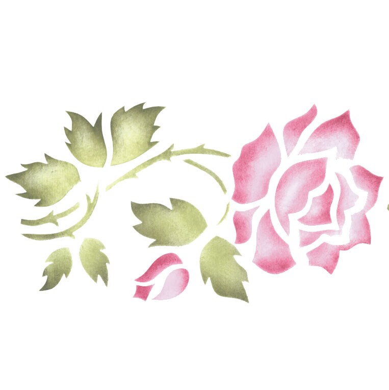 Large Rose Wall Stencil | 714 by Designer Stencils | Floral Stencils | Reusable Art Craft Stencils for Painting on Walls, Canvas, Wood | Reusable Plastic Paint Stencil for Home Makeover | Easy to Use &#x26; Clean Art Stencil