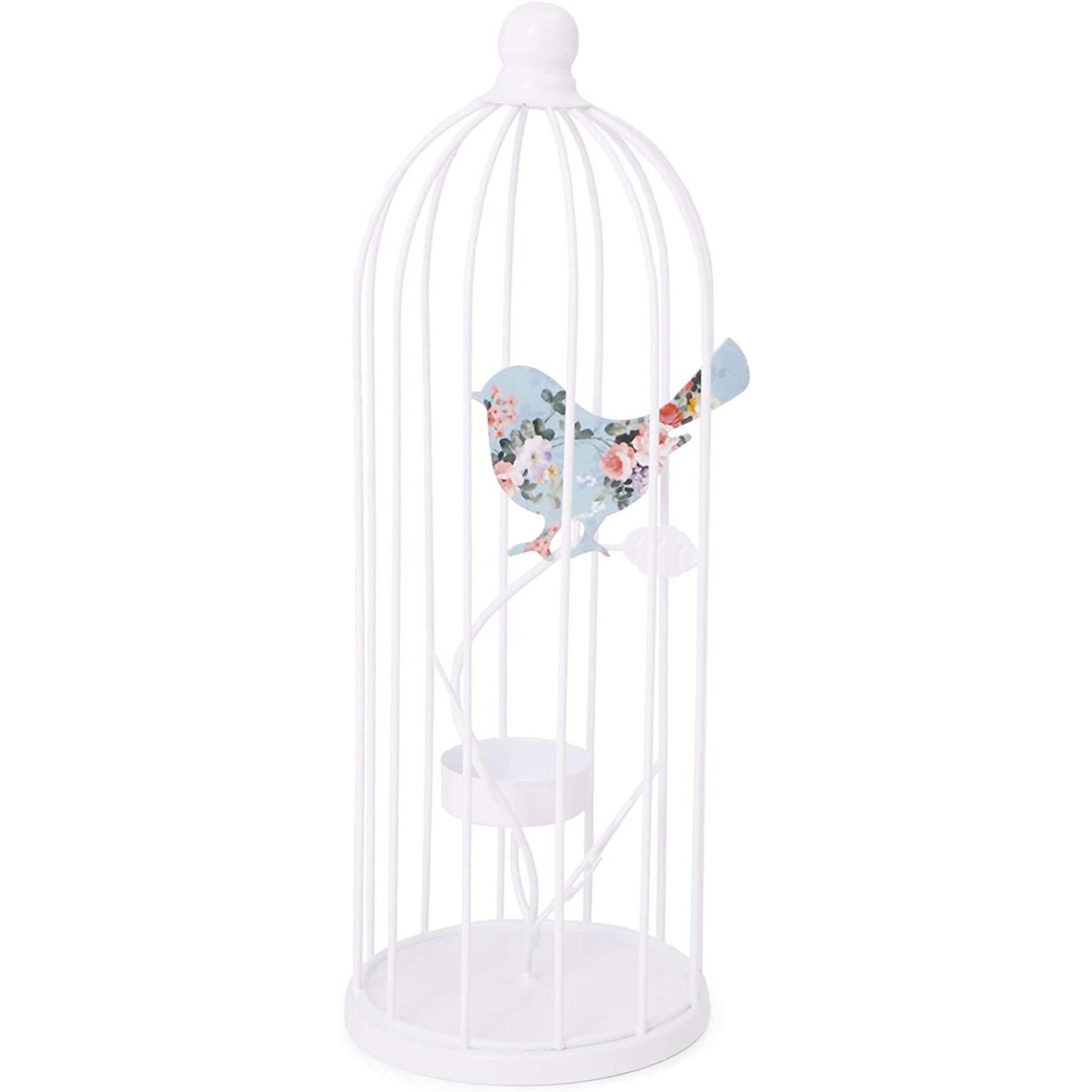 Bird Cage Decorative Tealight Candle Holder (White, 3.9 x 10.7 in)