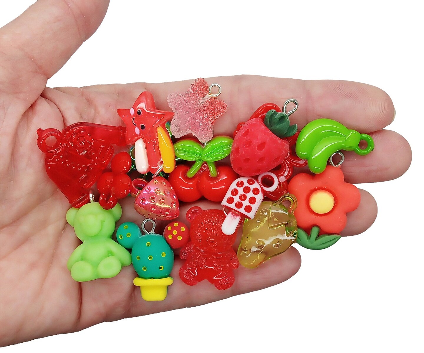 Cute Charm Mix in Red &#x26; Green, 30 pieces, Christmas Resin and Acrylic Mix, Adorabilities
