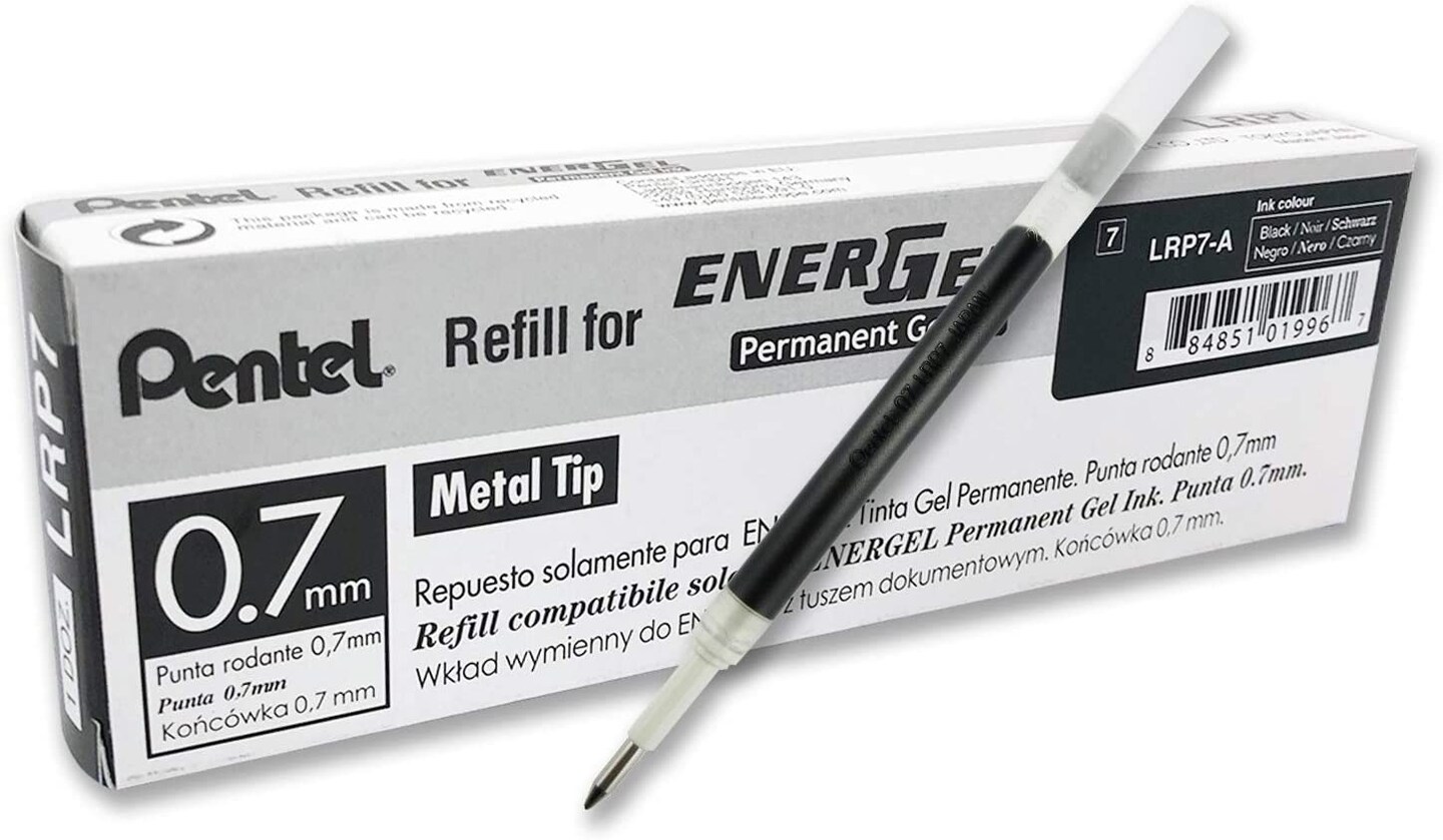 Refill Ink - For EnerGel PRO Permanent Gel Pen, (0.7mm) Medium Line, Black Ink (LRP7-A)