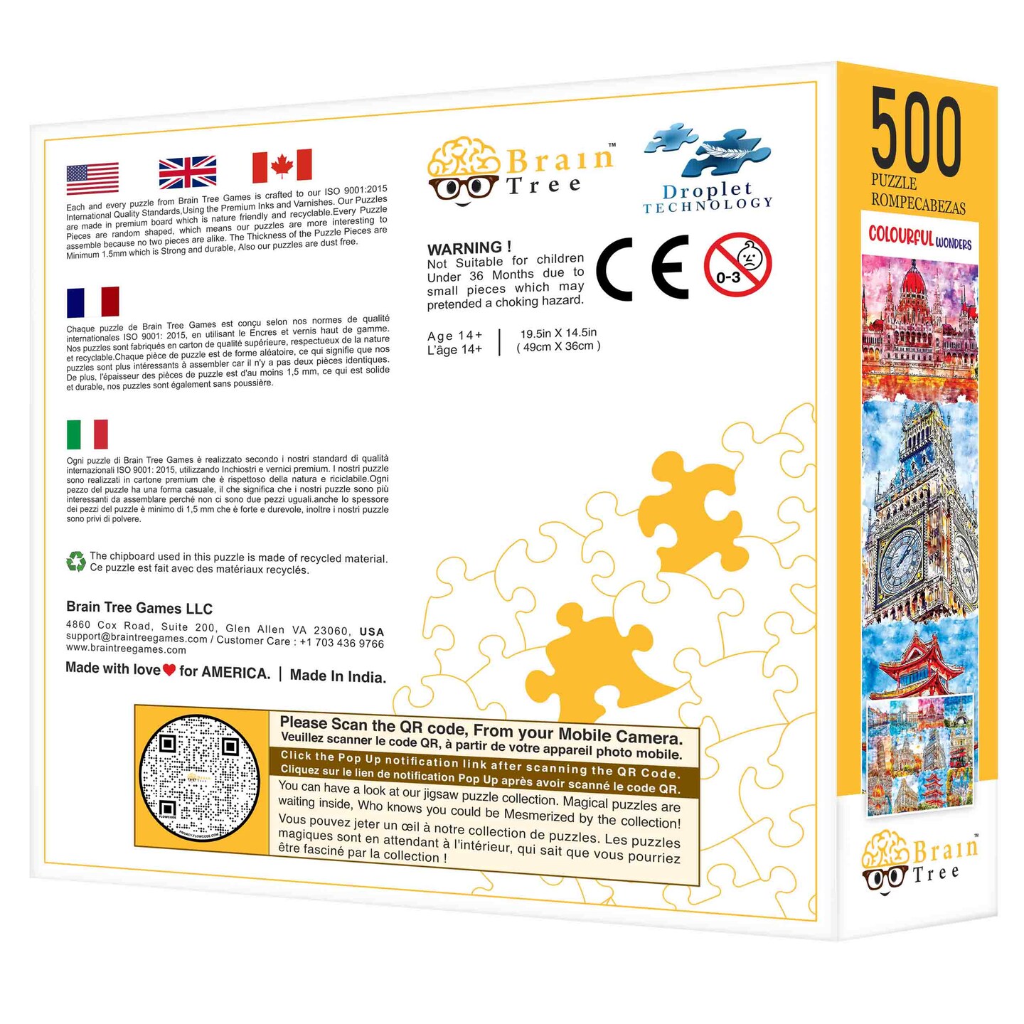 Brain Tree - Colorful Wonders 500 Pieces Jigsaw Puzzles