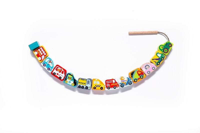 Wise Elk/Cubika Wooden Lacing Toy - Flying Cars