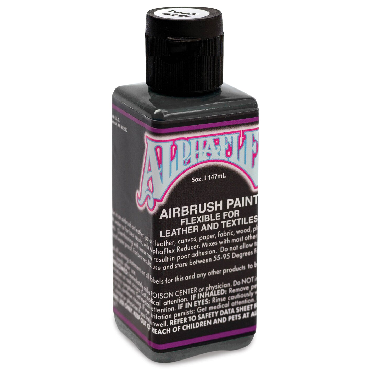 Alpha6 AlphaFlex Airbrush Textile and Leather Paint - Dark Grey, 5 oz