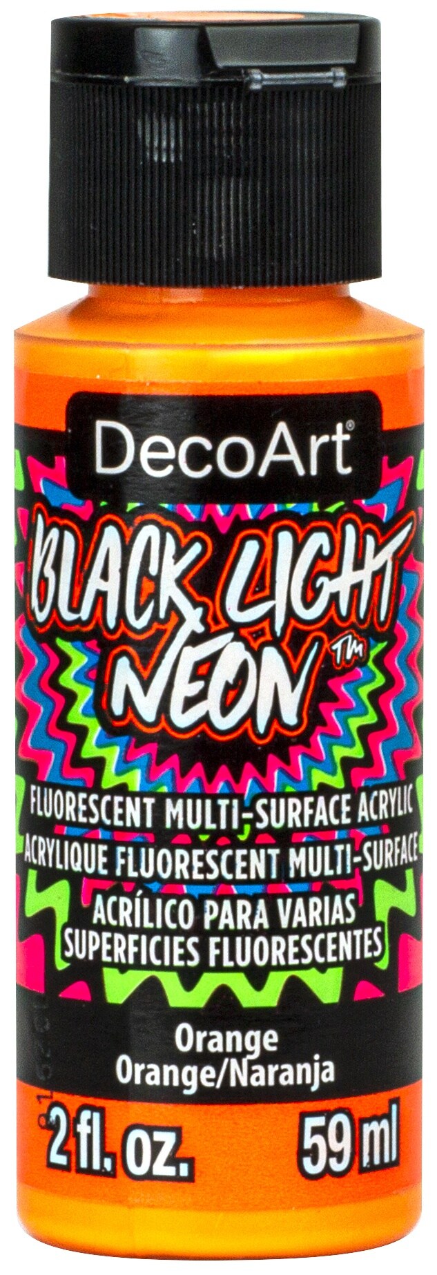 DecoArt Black Light Neon Acrylic Paint 2oz-Orange