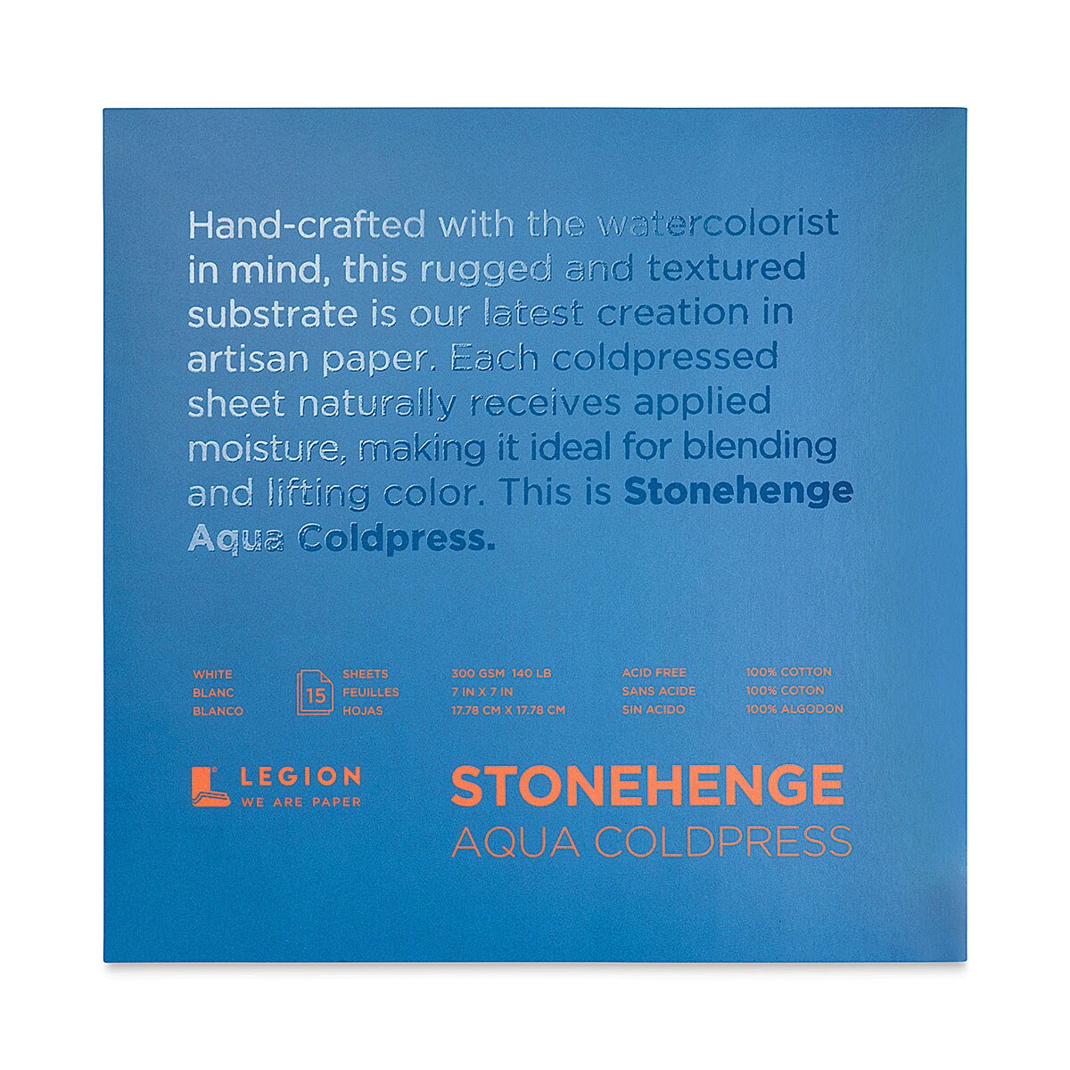 Legion Stonehenge Aqua Watercolor Block - Cold Press, 7" x 7", 140 lb, 15 Sheets