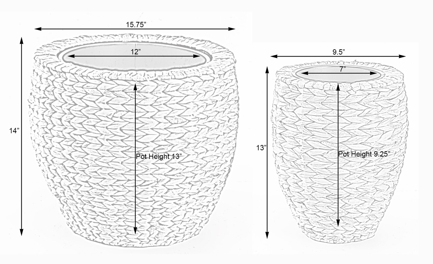 Water Hyacinth Round Floor Planter with Metal Pot