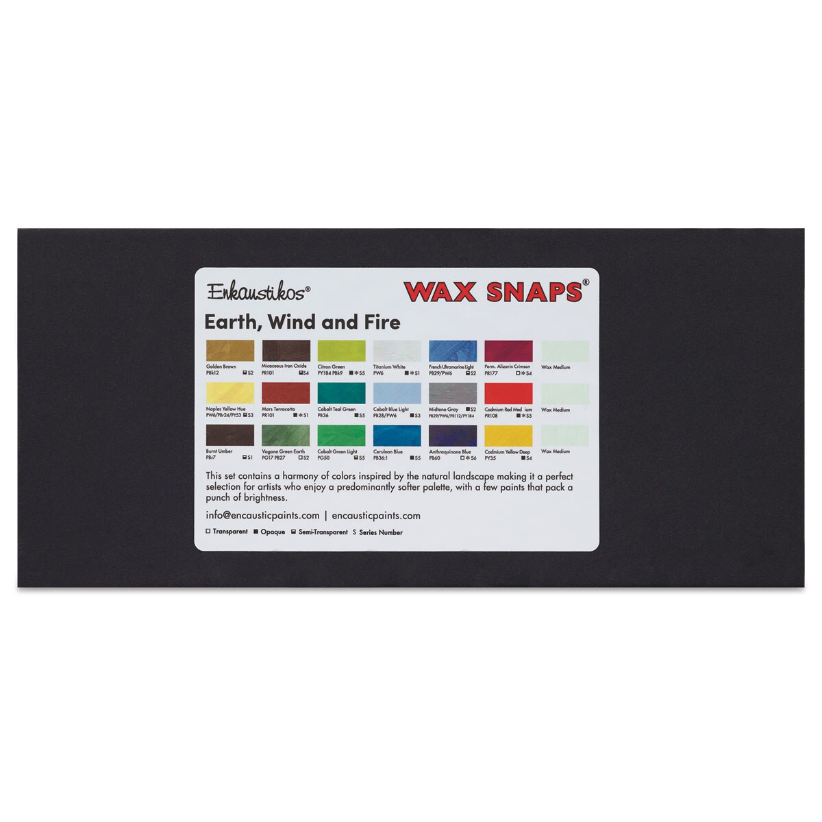 Enkaustikos Wax Snaps Encaustic Paints - Earth, Wind, and Fire Set