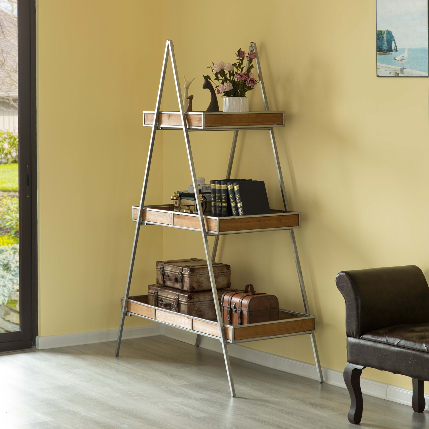 Large Ladder Triangular 3 Tier Metal Display Shelving Server Rack