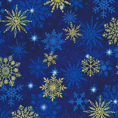 Stonehenge Christmas Joy Blue Snowflakes 42x43 Cotton Fabric Northcott