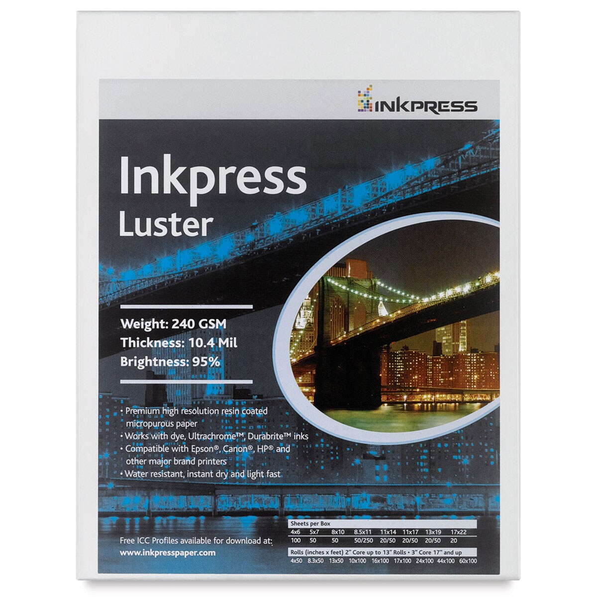 Inkpress - Luster Inkjet Papers, 8-1/2&#x22; x 11&#x22;, 50 Sheets