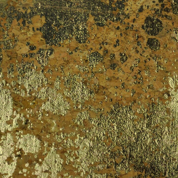 Belagio Cork Fabric, 18" x 15", Gold Leaf Print, Natural/Gold