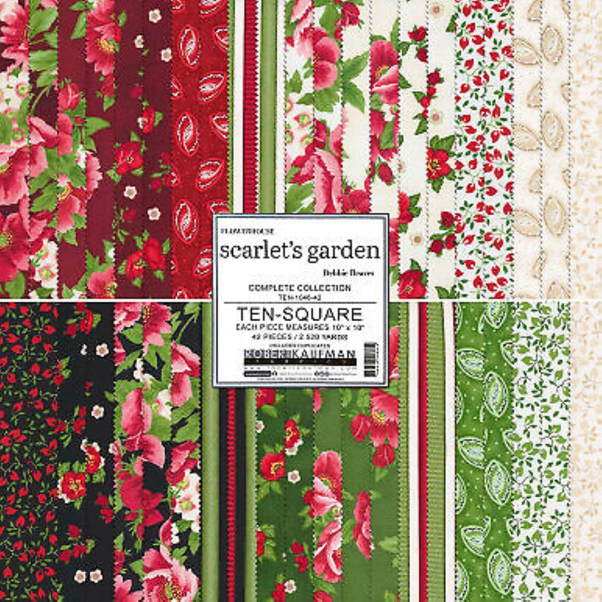 Robert Kaufman Kaufman Flowerhouse Scarlet&#x27;s Garden 10 Squares 42pcs Multi Yard