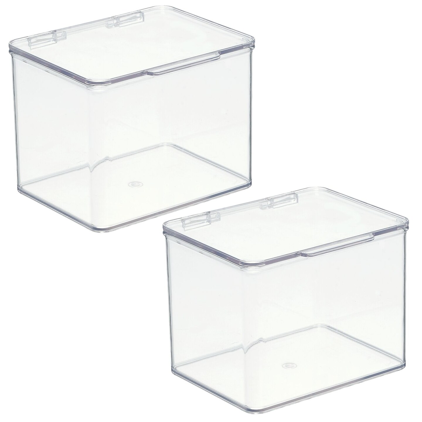 mDesign Stackable Plastic Bathroom Organizer Box with Lid, 2 Pack