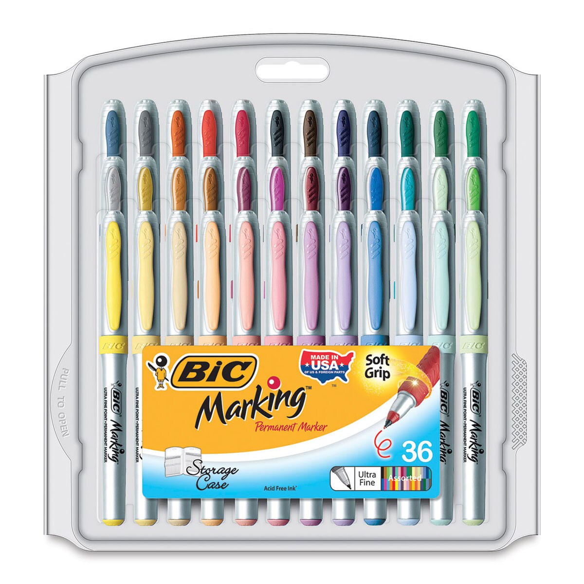 Bic Intensity Permanent Markers - Assorted Colors, Ultra Fine Tip, Set of 36