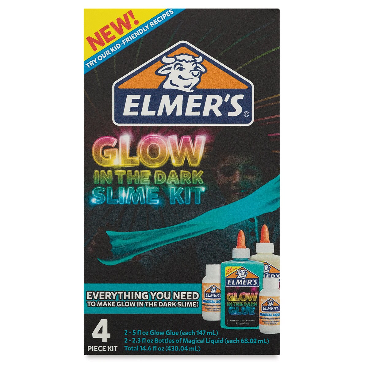 Elmer&#x27;s Slime Kit - Glow in the Dark Slime Kit, Natural and Blue