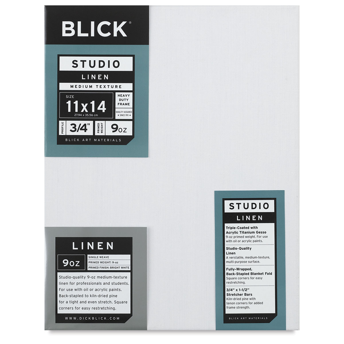 Blick Studio Linen Stretched Canvas - 11&#x22; x 14&#x22;, Traditional 3/4&#x22; Profile