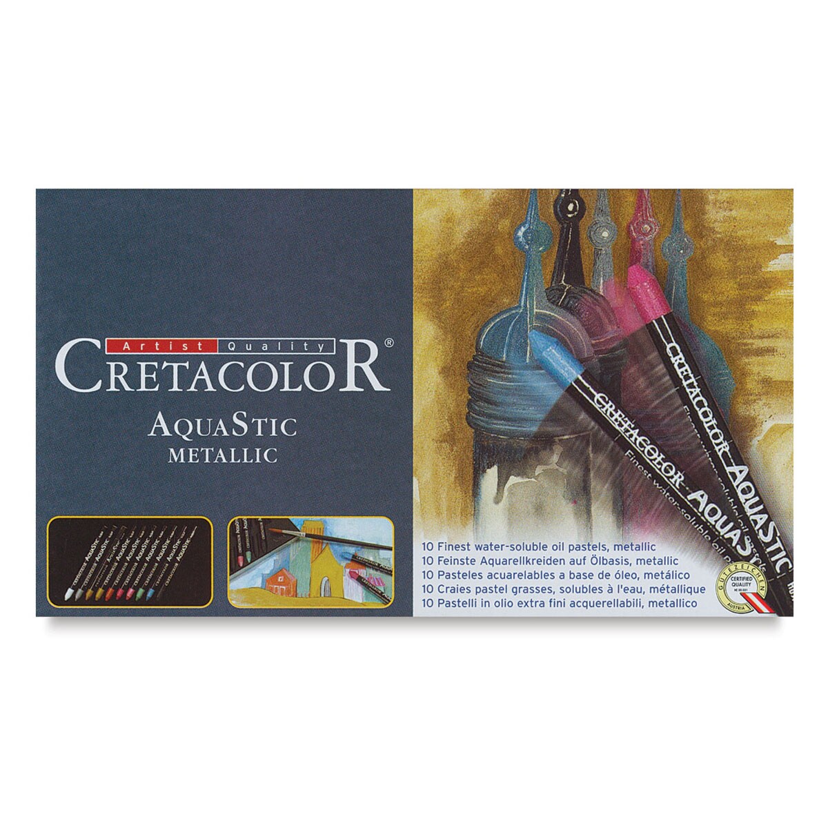 Cretacolor AquaStics - Metallic Colors, Tin Set, Set of 10