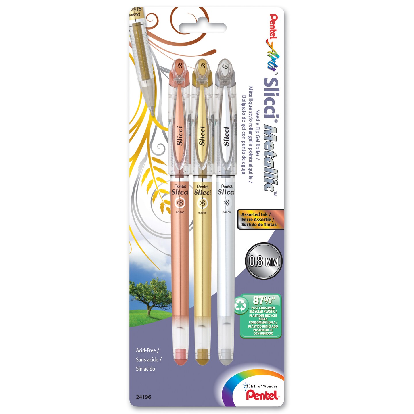 Pentel Slicci Metallic Gel Pens 0.8 Mm Extra Fine Point Assorted