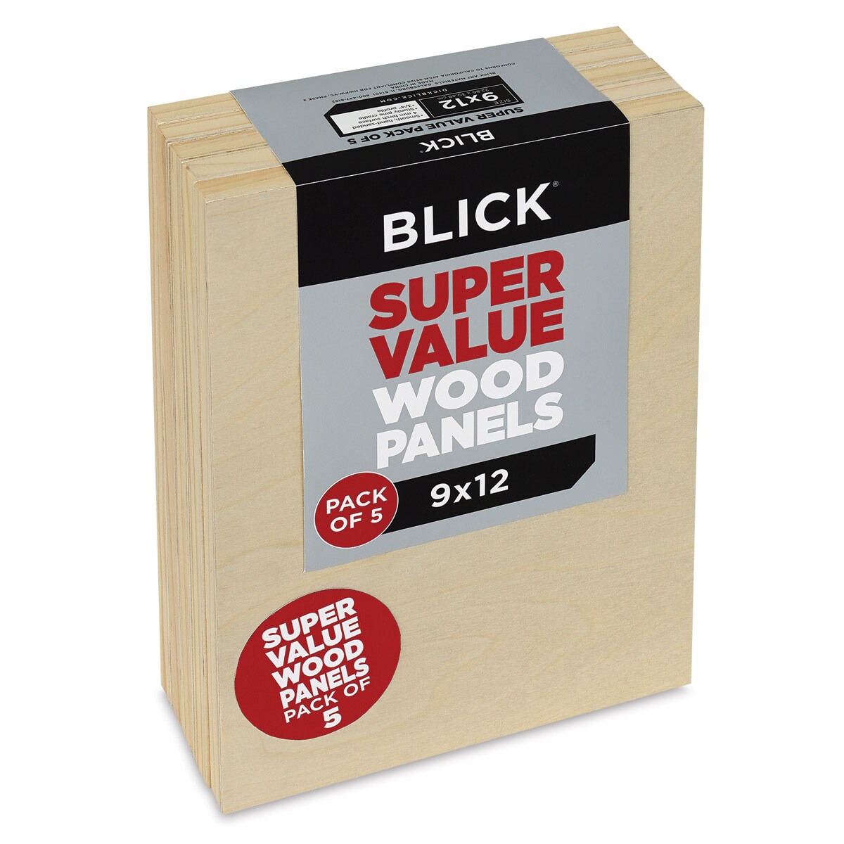 Blick Super Value Wood Panel Pack - 9&#x22; x 12&#x22;, Pkg of 5