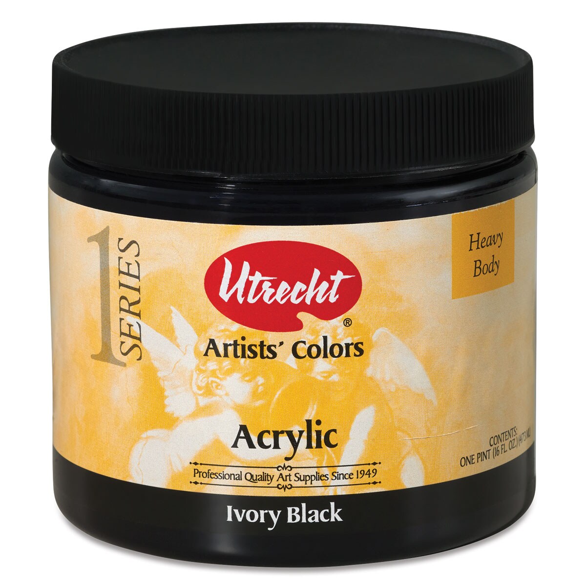 Utrecht Artists' Acrylic Paint Ivory Black, Pint Michaels