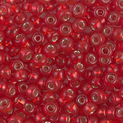 Miyuki 6 Round Seed Bead, 6-10, Silver Lined Red Orange (was 6-140S)