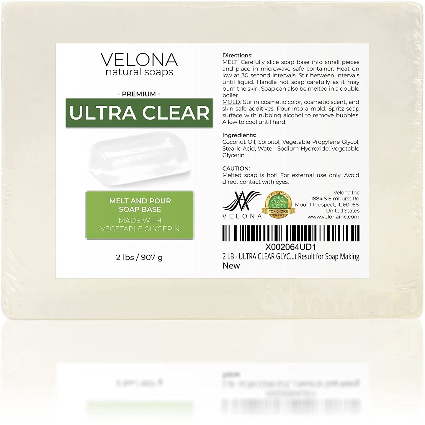 2 LB - ULTRA CLEAR GLYCERIN Soap Base by Velona | SLS/SLES free | Melt and Pour | Transparent Natural Bar For The Best Result for Soap Making&#x2026;