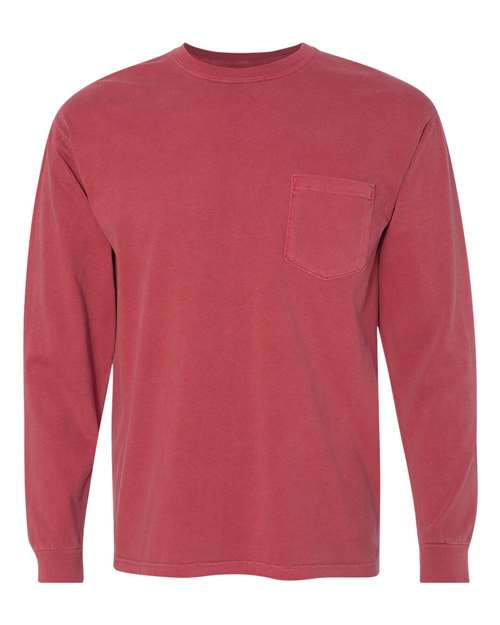Comfort Colors® Garment Dyed Heavyweight Crewneck Long Sleeve Pocket T-Shirt