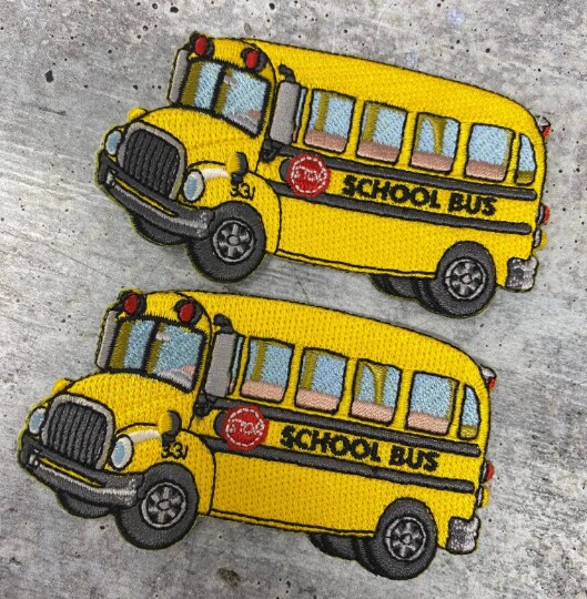 Patch Party Club “Yellow School Bus” Iron-On Embroidered Patch, Size 4”