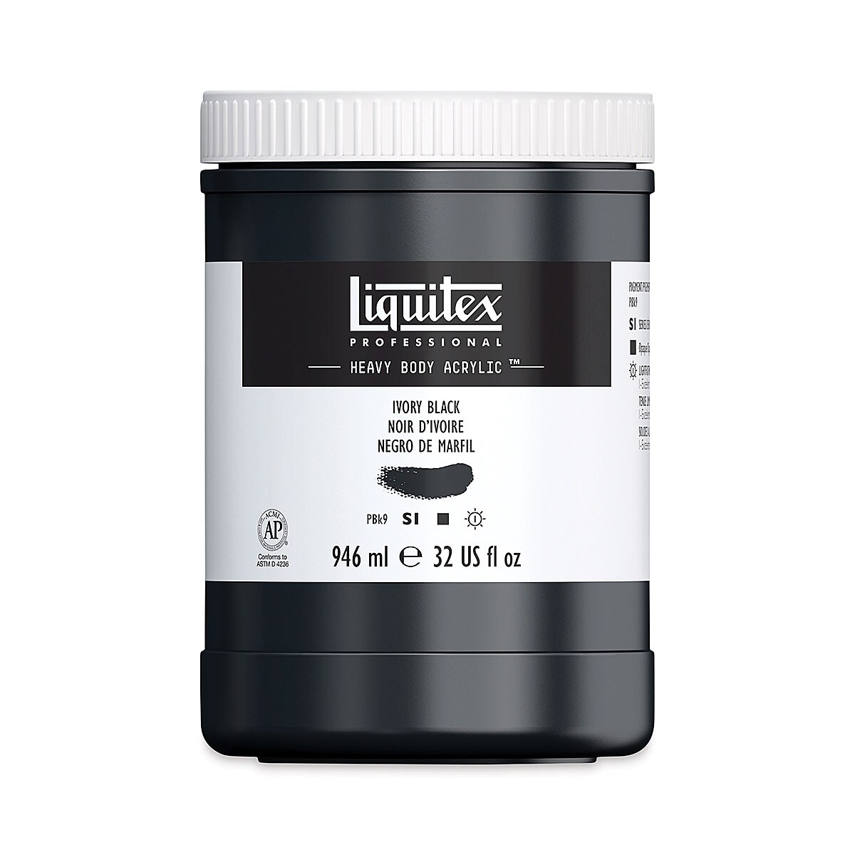 Liquitex Heavy Body Artist Acrylics - Ivory Black, 32 oz Jar | Michaels