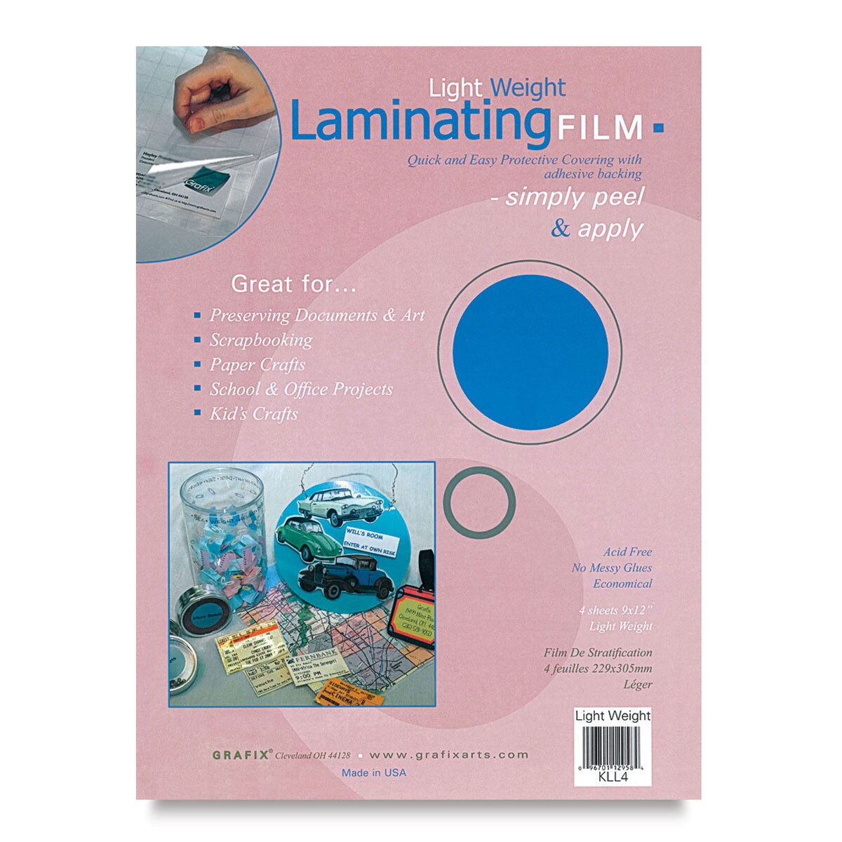 Grafix Laminating Film - 9&#x22; x 12&#x22;, Lightweight, Sheets, Pkg of 4