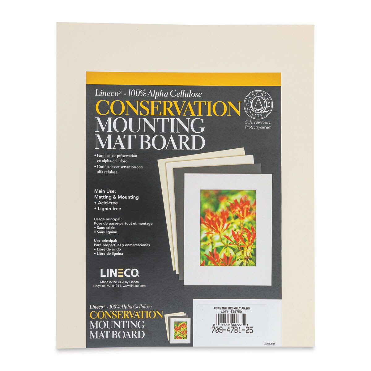 Lineco Conservation Matboard - Aged White, 4 ply, Pkg of 25, 8&#x22; x 10&#x22;