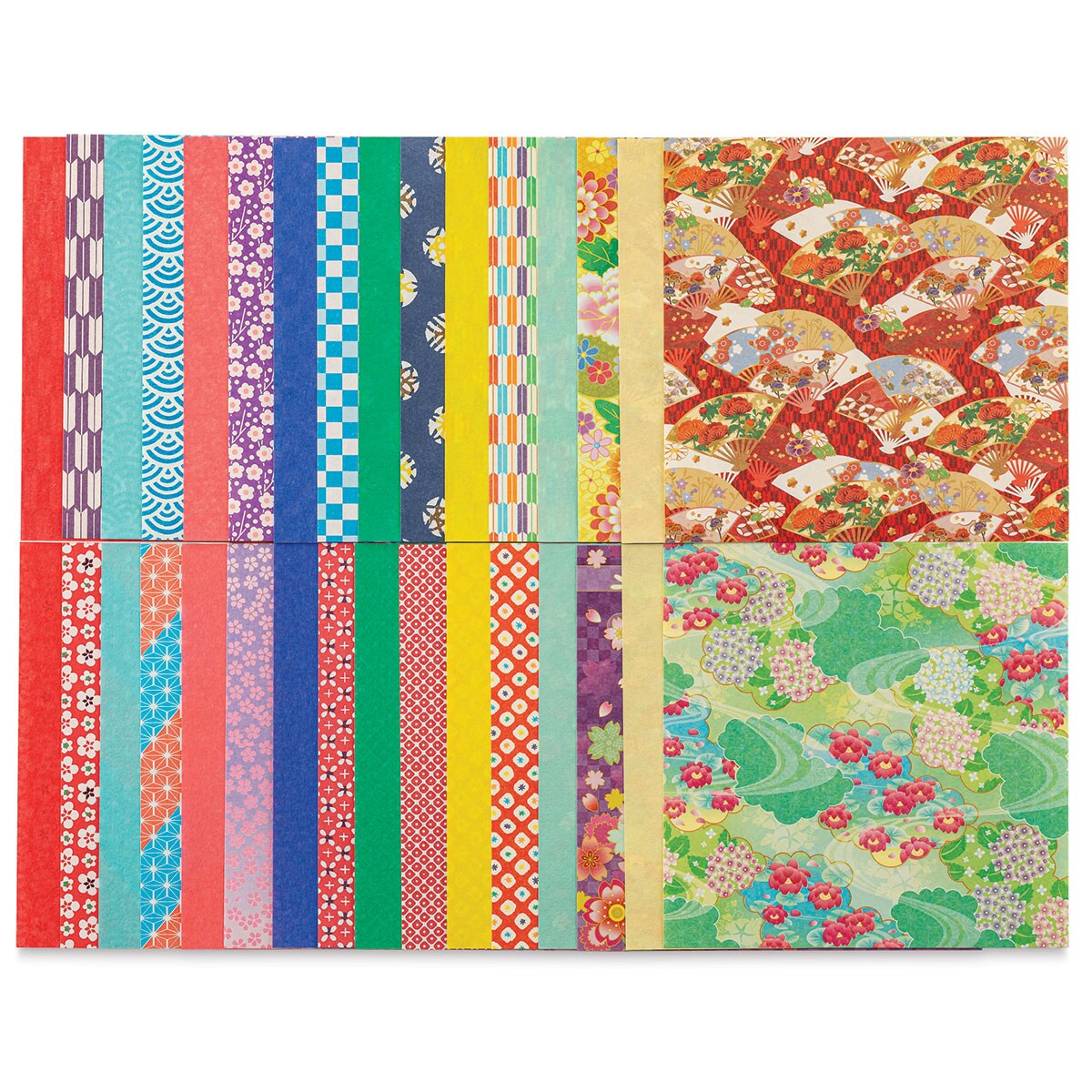 Aitoh Washi Chiyogami Paper - Geo Kimono, 5-7/8&#x22; x 5-7/8&#x22;, 64 Sheets