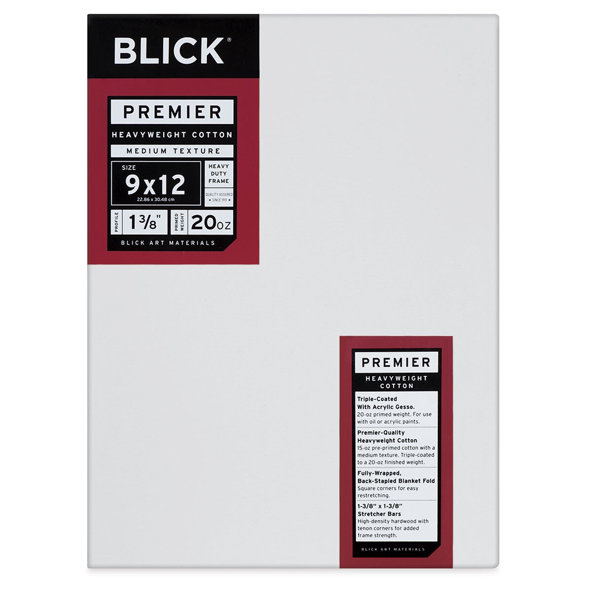 Blick Premier Heavyweight Stretched Cotton Canvas - 9&#x22; x 12&#x22;, 1-3/8&#x22; Profile