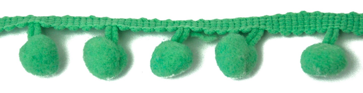 Belagio Pom Trim, 1.25&#x22; Wide, 10-Yard Bolt, Celadon Green