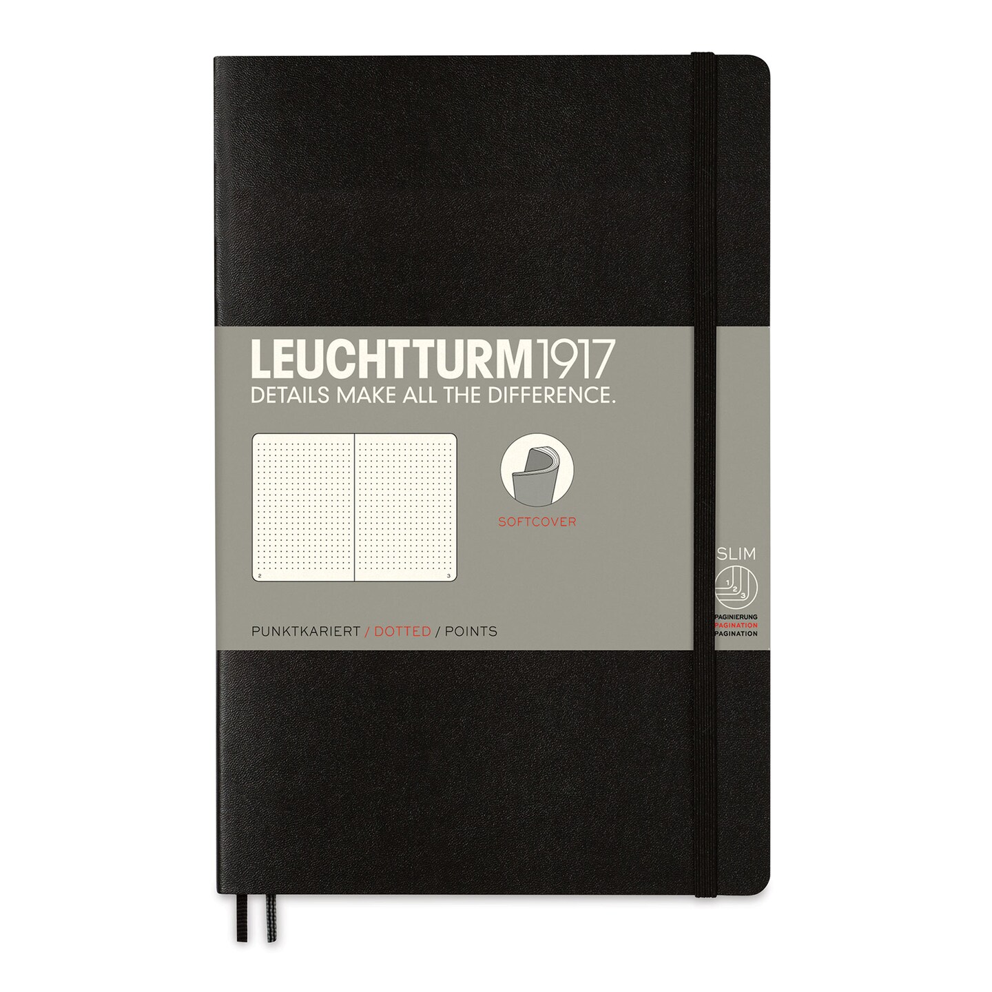 Leuchtturm1917 Dotted Softcover Notebook - Black, 5&#x22; x 7-1/2&#x22;