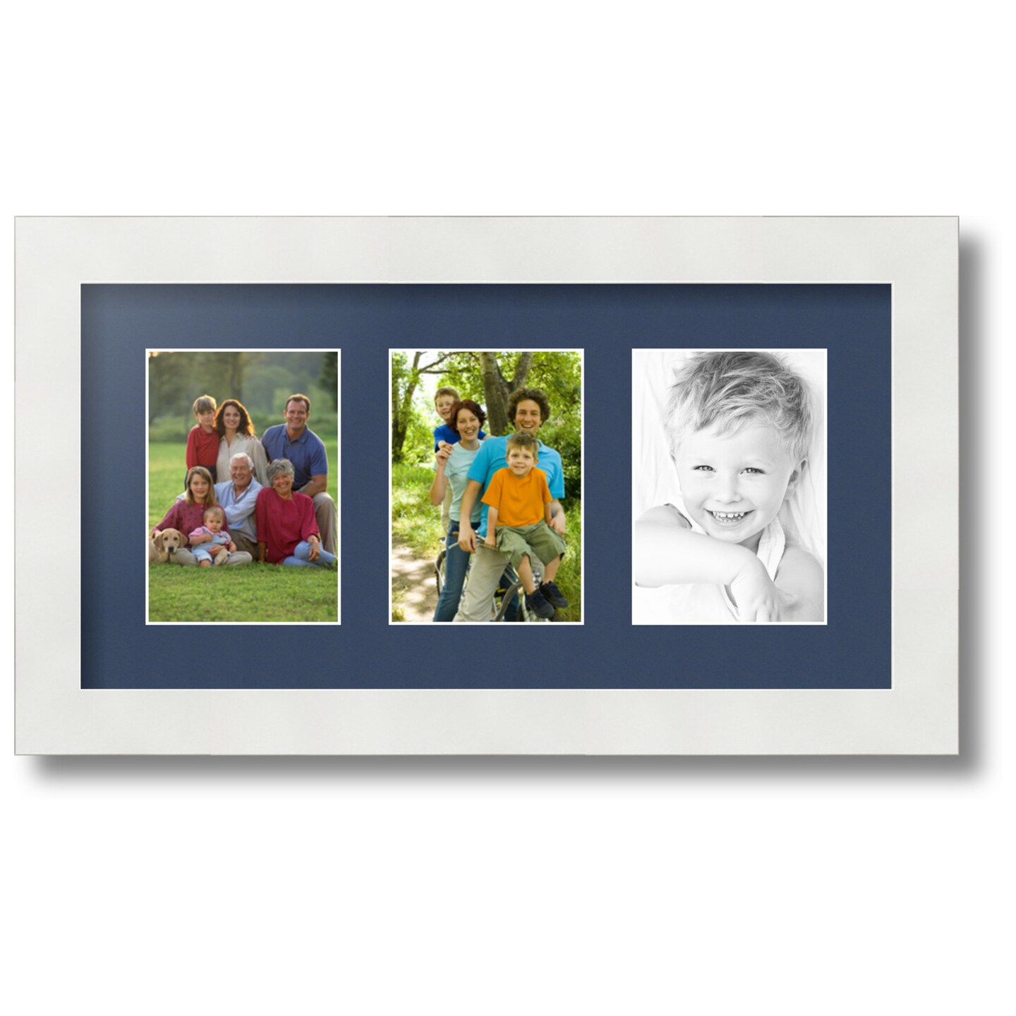ArtToFrames Collage Photo Picture Frame with 3 - 3.5x5 inch Openings, Framed in White with Over 62 Mat Color Options and Regular Glass (CSM-3966-29)