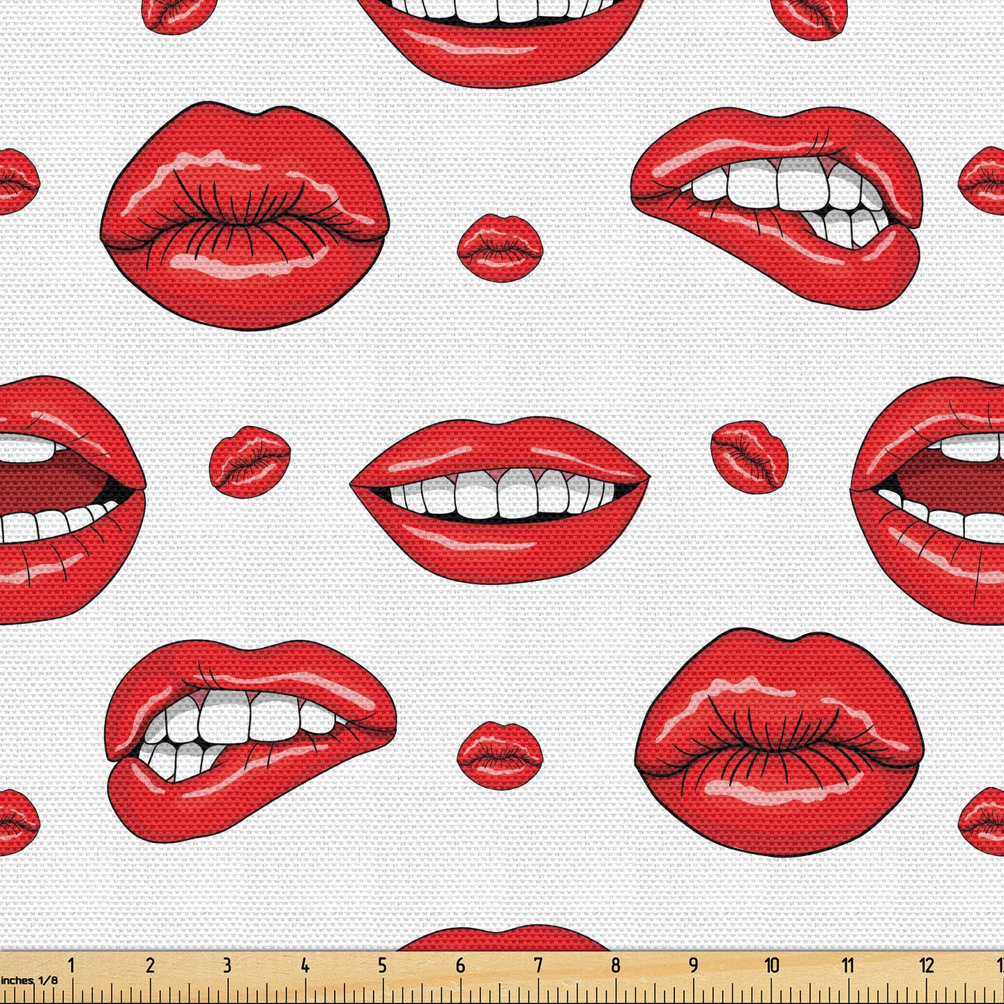 Ambesonne Vintage Fabric by The Yard, Various Women Lip Forms in