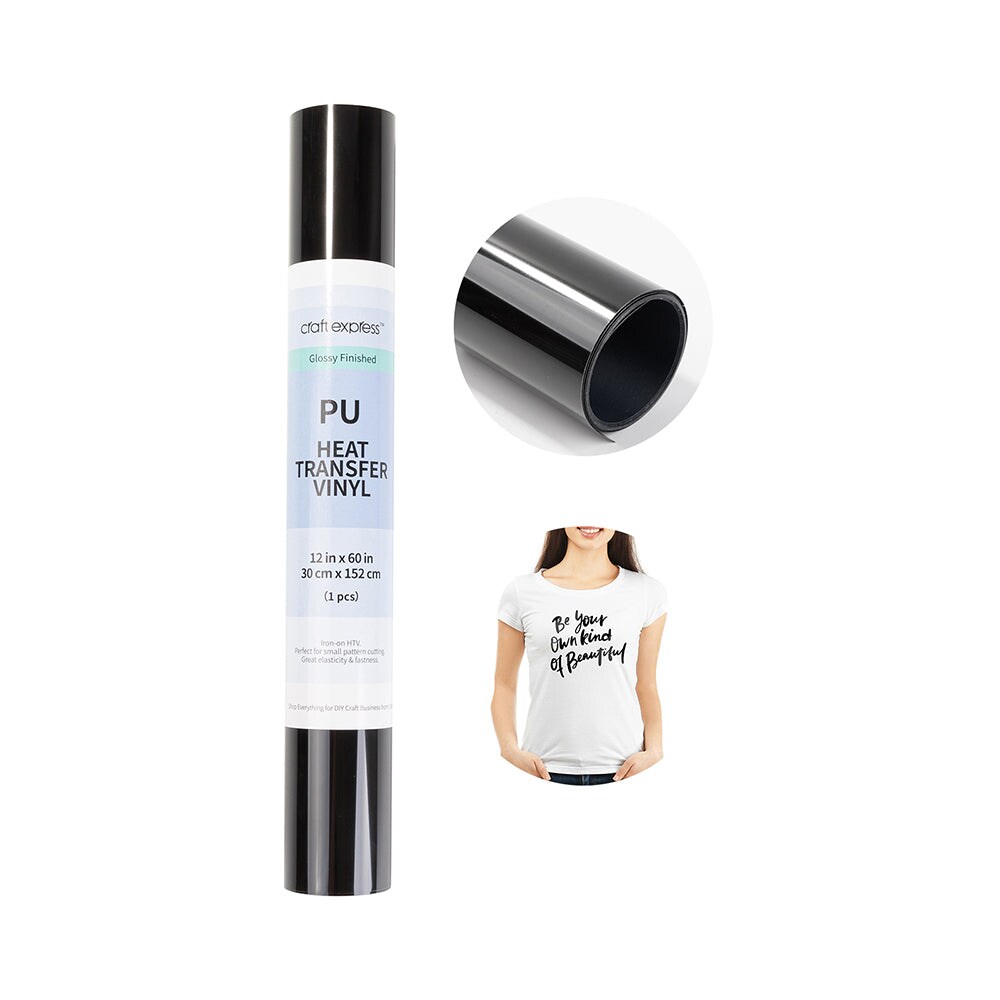 Black Glossy Heat Transfer Vinyl Roll